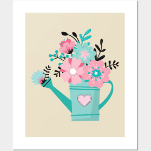 Floral Watering Can Posters and Art
